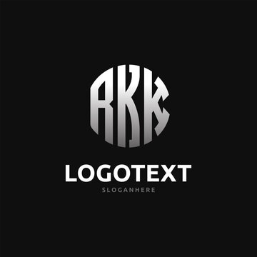 Rkk Monogram logo, Rkk Circle font, Round monogram Rkk letters, three letters logo