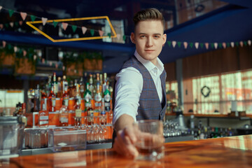 drink from handsome barman