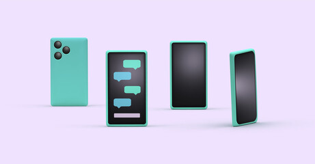 3d render phone for your design. 3 position options: front, side and back position.