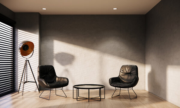 modern interior design background, living room ideas, modern loft style, 3D render, 3D illustration