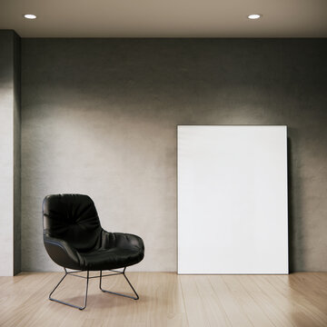 mock up poster frame in modern interior background,room ideas, modern loft style, 3D render, 3D illustration
