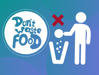 Don't waste food vector illustration, suitable for banner or print campaign