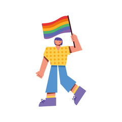 lesbian waving lgbtq flag