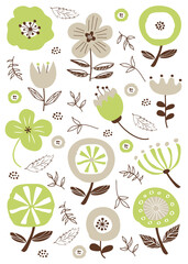 北欧風　花柄　テキスタイル　背景　縦型