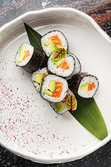luxury sushi on the white plate
