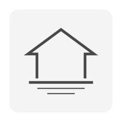 Fototapeta premium Flood house vector icon consist of floating home house or residential building, deluge water or river. Natural disaster of rain, storm, hurricane, weather. Concept of insurance, emergency and rescue. 