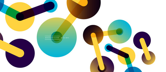 Line points connections geometric abstract background. Circles connected by lines. Trendy techno business template for wallpaper, banner, background or landing