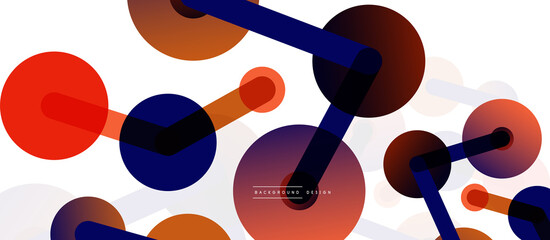 Abstract background. Round dots connected by lines. Trendy techno business template for wallpaper, banner, background or landing
