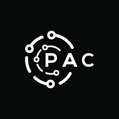 PAC technology letter logo design on black  background. PAC creative initials technology letter logo concept. PAC technology letter design.
