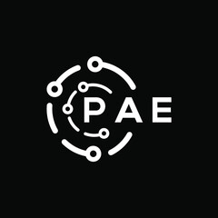 PAE technology letter logo design on black  background. PAE creative initials technology letter logo concept. PAE technology letter design.
