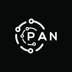 PAN technology letter logo design on black  background. PAN creative initials technology letter logo concept. PAN technology letter design.
