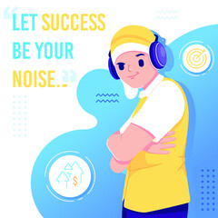 success quotes flat design illustration concept