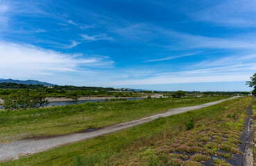 神奈川県を流れる相模川の風景