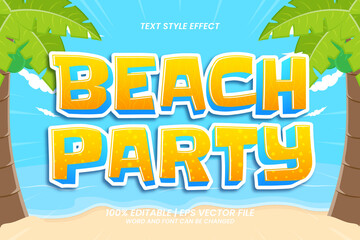 Beach Party editable text effect 3D Cartoon style