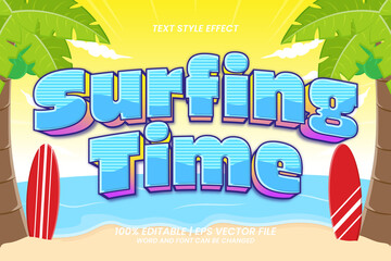 3D Surfing Time Text Effect Editable Cartoon Style
