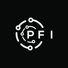 PFI technology letter logo design on black  background. PFI creative initials technology letter logo concept. PFI technology letter design.