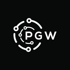 PGW technology letter logo design on black  background. PGW creative initials technology letter logo concept. PGW technology letter design.