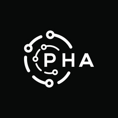 PHA technology letter logo design on black  background. PHA creative initials technology letter logo concept. PHA technology letter design.