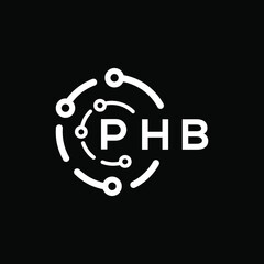 PHB technology letter logo design on black  background. PHB creative initials technology letter logo concept. PHB technology letter design.