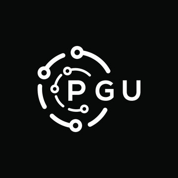 PGU technology letter logo design on black  background. PGU creative initials technology letter logo concept. PGU technology letter design.