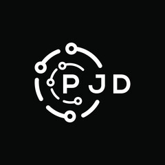 PJD technology letter logo design on black  background. PJD creative initials technology letter logo concept. PJD technology letter design.