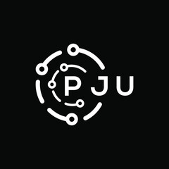 PJU technology letter logo design on black  background. PJU creative initials technology letter logo concept. PJU technology letter design.