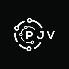 PJV technology letter logo design on black  background. PJV creative initials technology letter logo concept. PJV technology letter design.