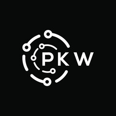 PKW technology letter logo design on black  background. PKW creative initials technology letter logo concept. PKW technology letter design.