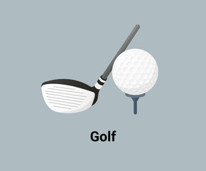 Golf  icon set illustration set. golf club and golf ball Vector drawing. Hand drawn style.