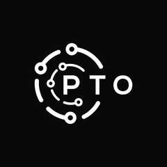 PTO technology letter logo design on black  background. PTO creative initials technology letter logo concept. PTO technology letter design.
