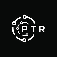 PTR technology letter logo design on black  background. PTR creative initials technology letter logo concept. PTR technology letter design.
