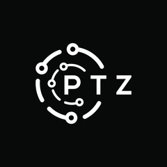 PTZ technology letter logo design on black  background. PTZ creative initials technology letter logo concept. PTZ technology letter design.
