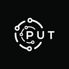 PUT technology letter logo design on black  background. PUT creative initials technology letter logo concept. PUT technology letter design.
