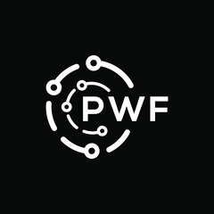 PWF technology letter logo design on black  background. PWF creative initials technology letter logo concept. PWF technology letter design.
