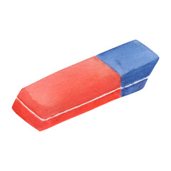 Watercolor eraser. School supplies isolated on white
