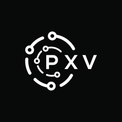 PXV technology letter logo design on black background. PXV creative initials technology letter  logo concept. PXV technology letter design.