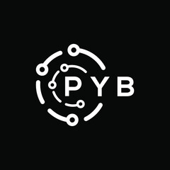 PYB technology letter logo design on black  background. PYB creative initials technology letter logo concept. PYB technology letter design.