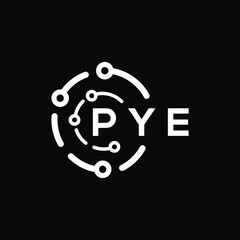 PYE technology letter logo design on black  background. PYE creative initials technology letter logo concept. PYE technology letter design.