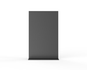 Plastic and acrylic table talker, promotional upright menu table tent sign holder, table menu card display stand picture frame for mock up and template design. 3d render illustration.