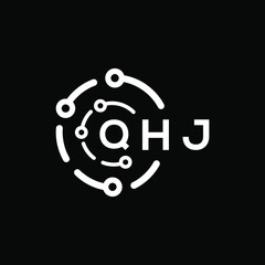 QHJ technology letter logo design on black  background. QHJ creative initials technology letter logo concept. QHJ technology letter design.