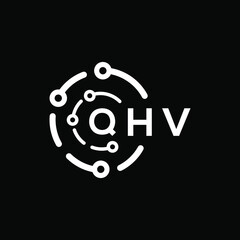 QHV technology letter logo design on black  background. QHV creative initials technology letter logo concept. QHV technology letter design.