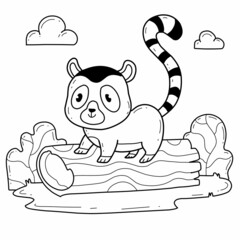 animals coloring book alphabet. Isolated on white background. Vector cartoon lemur.