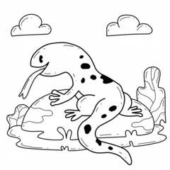 Foto op Plexiglas animals coloring book alphabet. Isolated on white background. Vector cartoon lizard. © aka vector