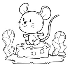 animals coloring book alphabet. Isolated on white background. Vector cartoon mouse.