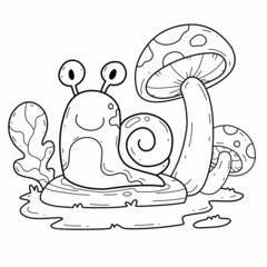 animals coloring book alphabet. Isolated on white background. Vector cartoon snail.