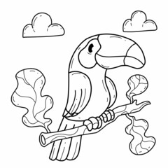 animals coloring book alphabet. Isolated on white background. Vector cartoon toucan bird.