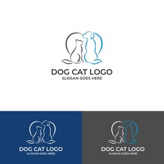 minimalist monoline lineart outline cat icon logo icon template vector illustration