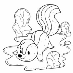 animals coloring book alphabet. Isolated on white background. Vector cartoon skunk.