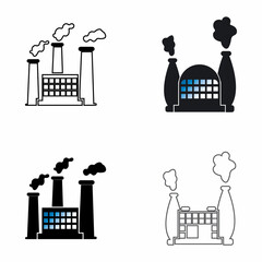 FACTORY BUILDING ICONS VECTOR
