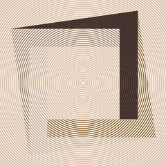 Art composition with concentric lines .Modern art design .Neutral color stripes .Transition circle lines .Bauhaus art style .Geometric shape. Wall art .